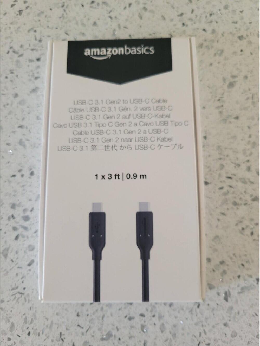 AmazonBasics USB-C 3.1 Gen2 To USB-C Cable 3 Ft Black 5V 3A Charging Data Round